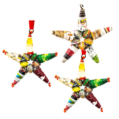 Paper Mache Star Ornament from Haiti, PACK OF 3