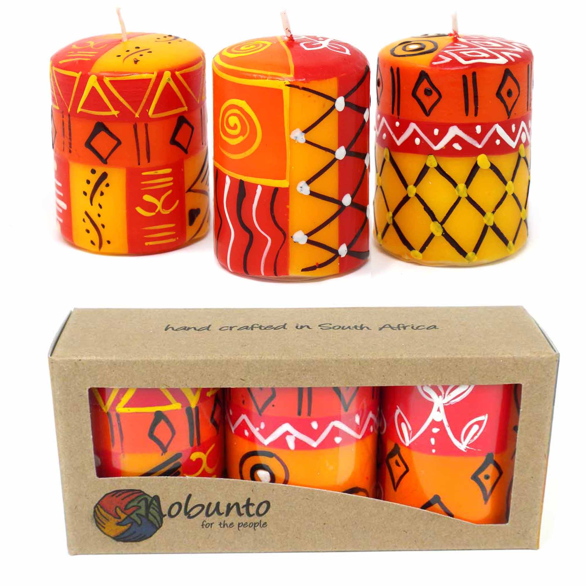 Hand-Painted Votive Candles, Boxed Set of 3 (Zahabu Design)