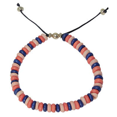 Adjustable Bone Bead Bracelet, Peachy - Pack of 5