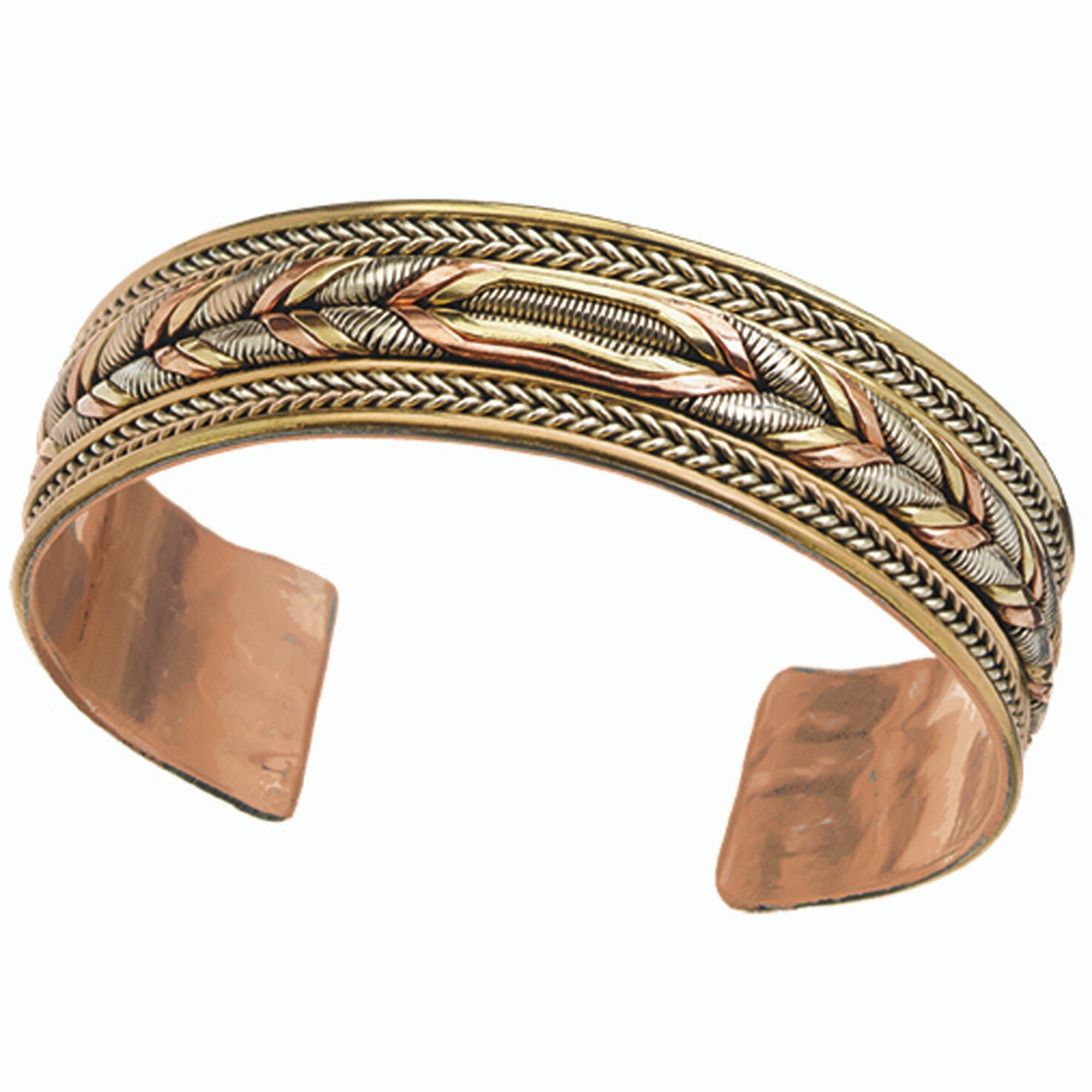Copper and Brass Cuff Bracelet: Healing Braid - Global Crafts Wholesale