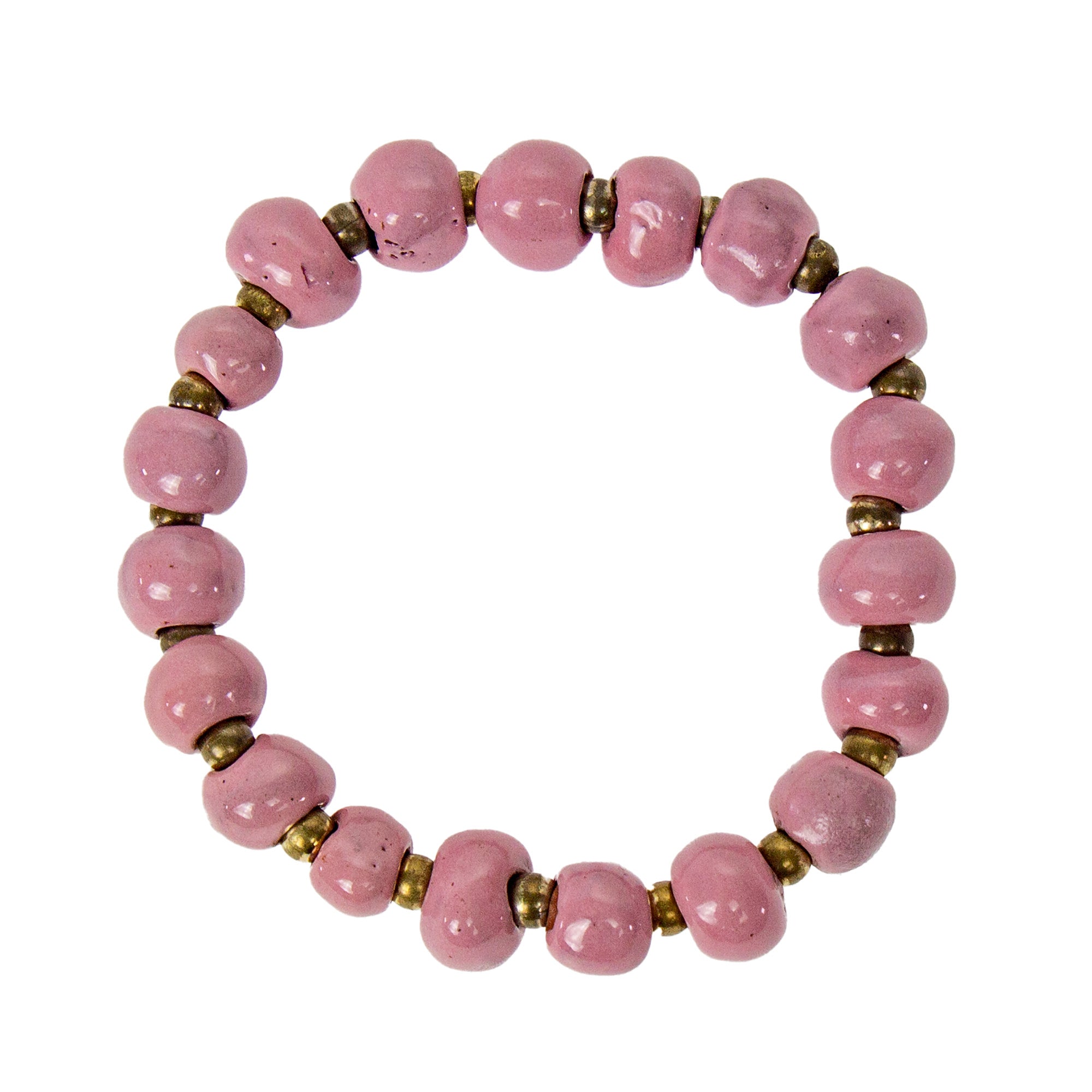 Haiti Clay Bead Bracelet, Light Pink - PACK OF 3 - Global Crafts Wholesale