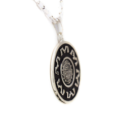 Alpaca Silver Aztec Face Pendant with Chain