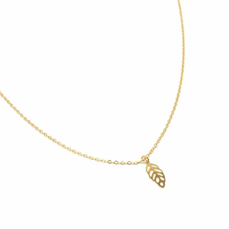 Necklace: 14k Gold Plated Leaf Pendant with Chain