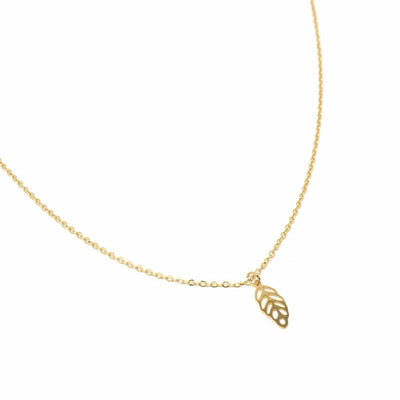 Necklace: 14k Gold Plated Leaf Pendant with Chain