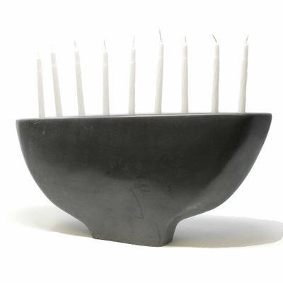 Soapstone Hand Carved Menorah - Black