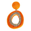 Oval Orange Statement Earring, PACK OF 3