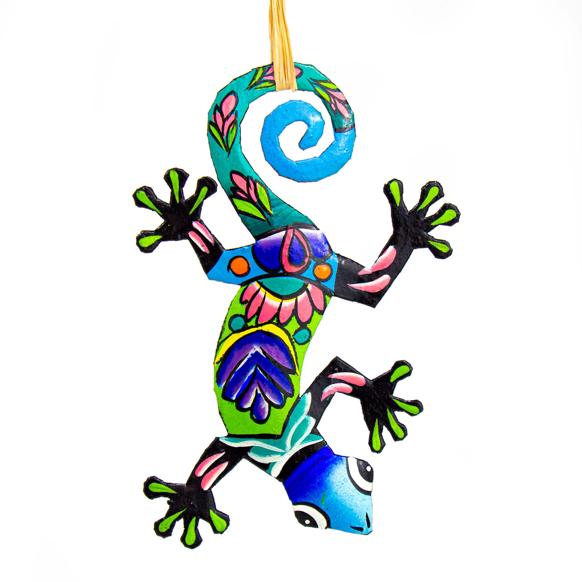 Colorful Gecko Haitian Metal Drum Christmas Ornament