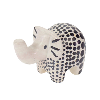 SINGLE ONE COLOR- Soapstone Elephant - Medium 2.5 - 3 inch - Black Accents