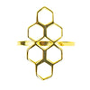 Honeycomb Adjustable Brass Ring, Golden Hue, PACK OF 3