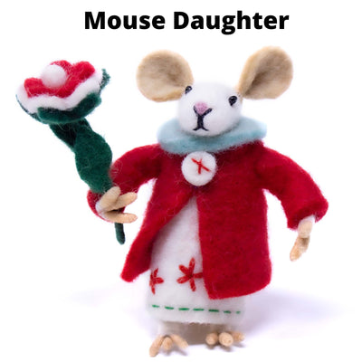 Set of Five Family Mouse Collectibles Handmade Felt Decor