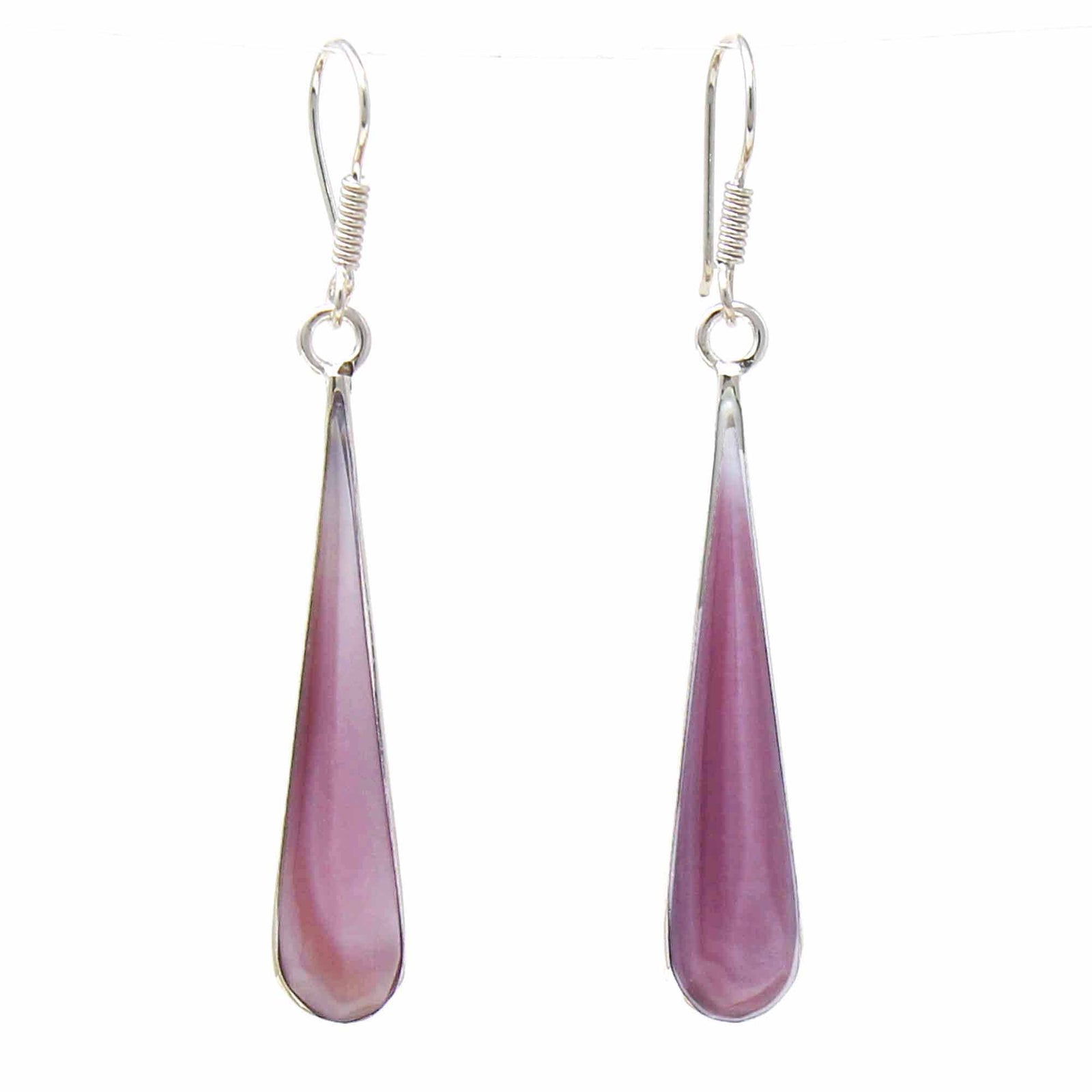 Mulberry Clam Shell Elongated Teardrop Earrings