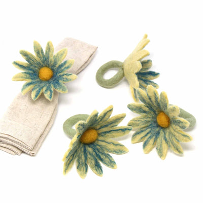 Midnight Daisy Felt Napkin Rings, Set of 4