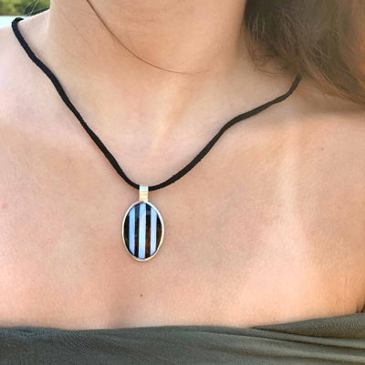 Abalone and Black Stripe Pendant Necklace