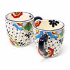 Encantada Handmade Pottery Set of 2 Mugs, Dots & Flowers