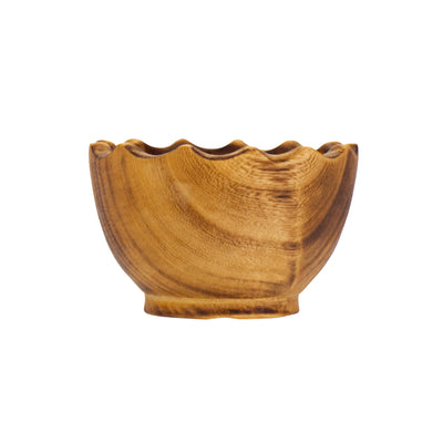 Nested Round Scalloped Jacaranda Wood Bowls, Set of 3