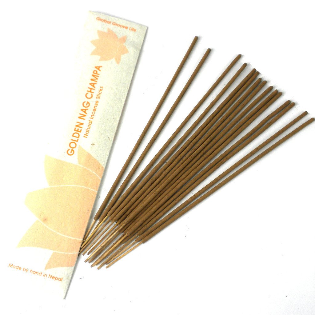 Stick Incense, Golden Nag Champa - Pack of 10 Sleeves