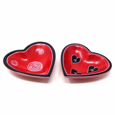 Single Soapstone Heart Bowls - Small 3.5-inch - Tribal Designs