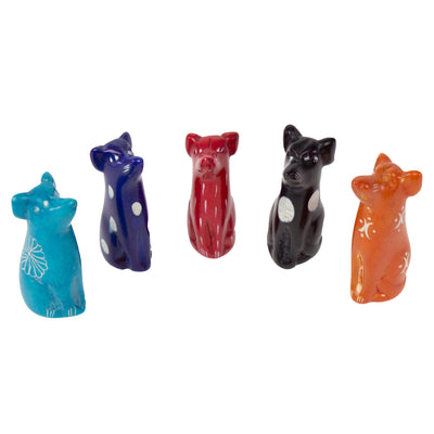 5-Pack - Soapstone Dogs Sculptures - Mini - Assorted Colors