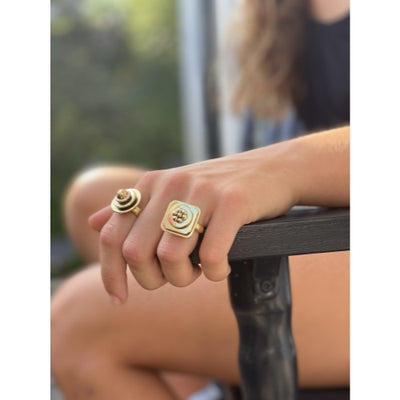 Domed Adjustable Brass Ring - Pack of 3