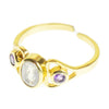 Amethyst and Moonstone Three Stone Brass Ring, PACK OF 3