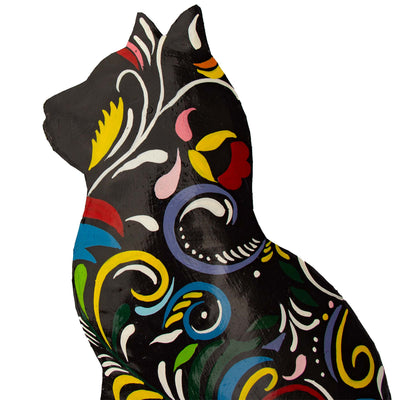 Thoughtful Kitty Painted Haitian Steel Drum Wall Art, 14.5 inch