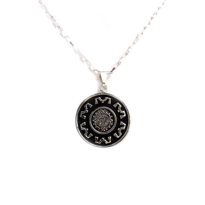 Alpaca Silver Aztec Face Pendant with Chain