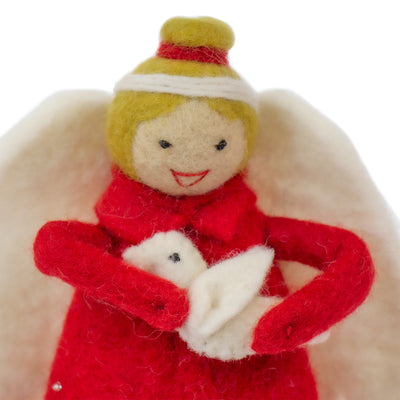 Christmas Tree Topper or Tabletop Decor, Angel Topper Red - 8 inch Tall