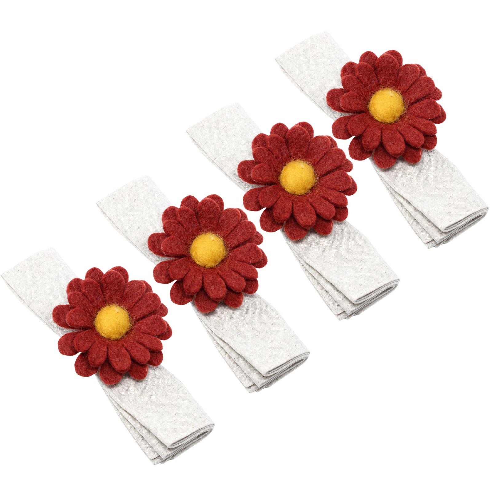 Autumn Gerber Napkin Rings, Set of 4