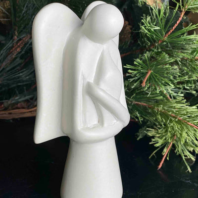 Soapstone Angel with Eternal Light Sculpture