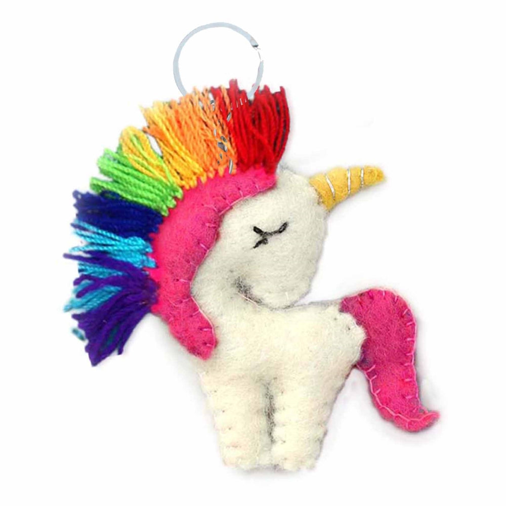 Rainbow Unicorn Felt Key Chain