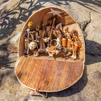 Dome Nativity Set Handmade in Kenya From Banana Fiber