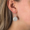 Mexican Taxco Alpaca Silver Aztec Calendar Dangle Earrings