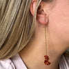 Brass Chain Carnelian Uncut Stone Earrings, PACK OF 3