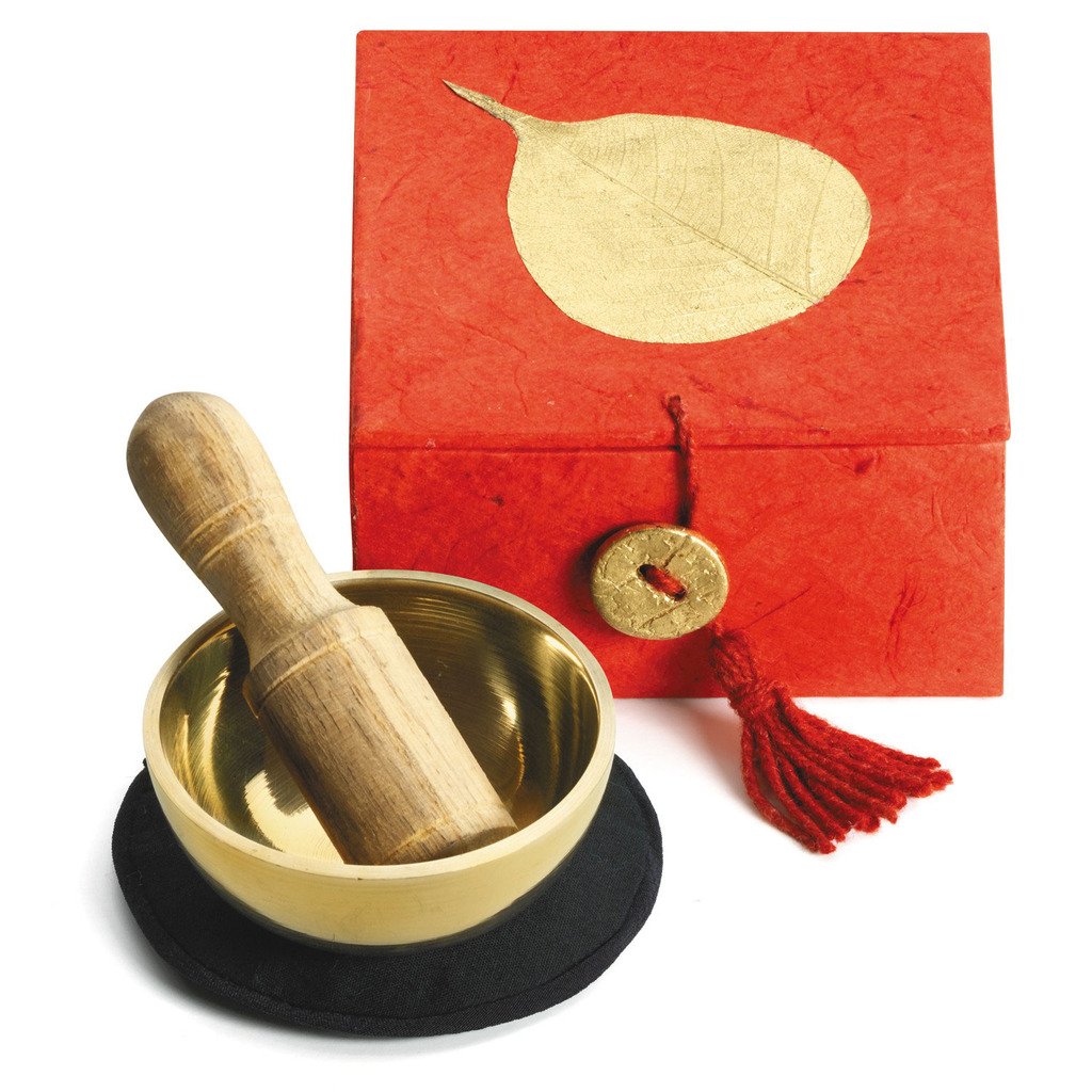 Mini Meditation Bowl Box: 2in Gold Bodhi