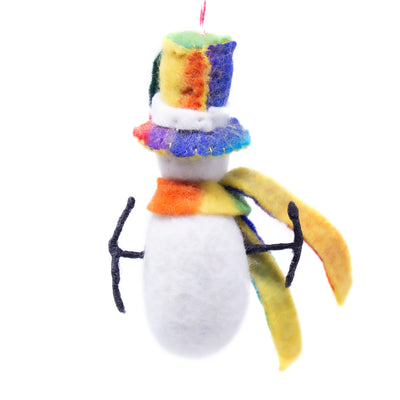 Technicolor Snowman Handmade Felt Ornament