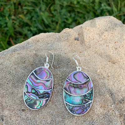 Lavender Frost Abalone Oval Earrings