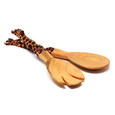 Wood Serving Set, Twisted Giraffe Design