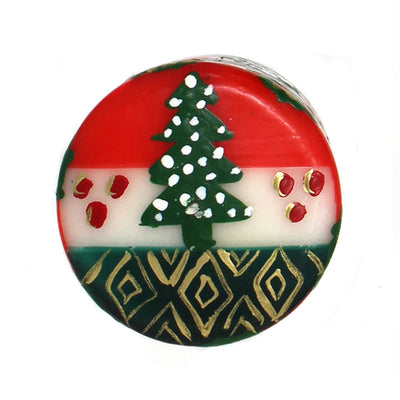 Christmas Candle, Hand-Painted Pillar in Gift Box, 4-inch (Ukhisimusi Design)