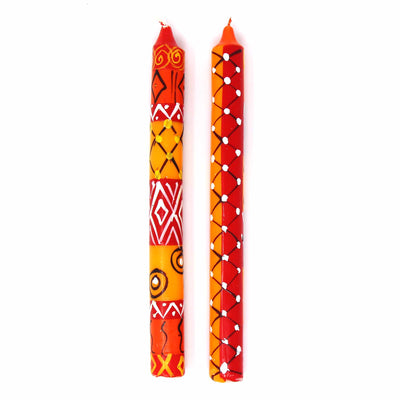 Hand-Painted Dinner Candles, Pair (Zahabu Design)