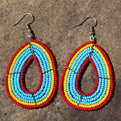 PACK OF 5 -Maasai Bead Flamedrops Dangle Earrings