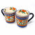 Set of 2 Flared Coffee Mugs, Orange Flower