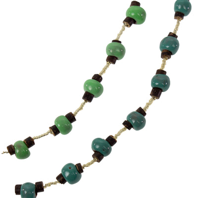 Haiti Clay Bead Long Necklace, Green