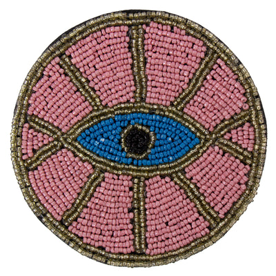 Pink Evil Eye Beaded Coasters, Set of 4