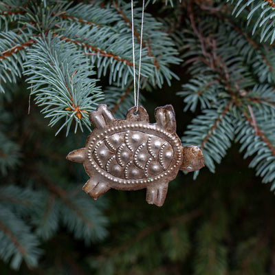 Turtle Nautical Haitian Metal Drum Christmas Ornament