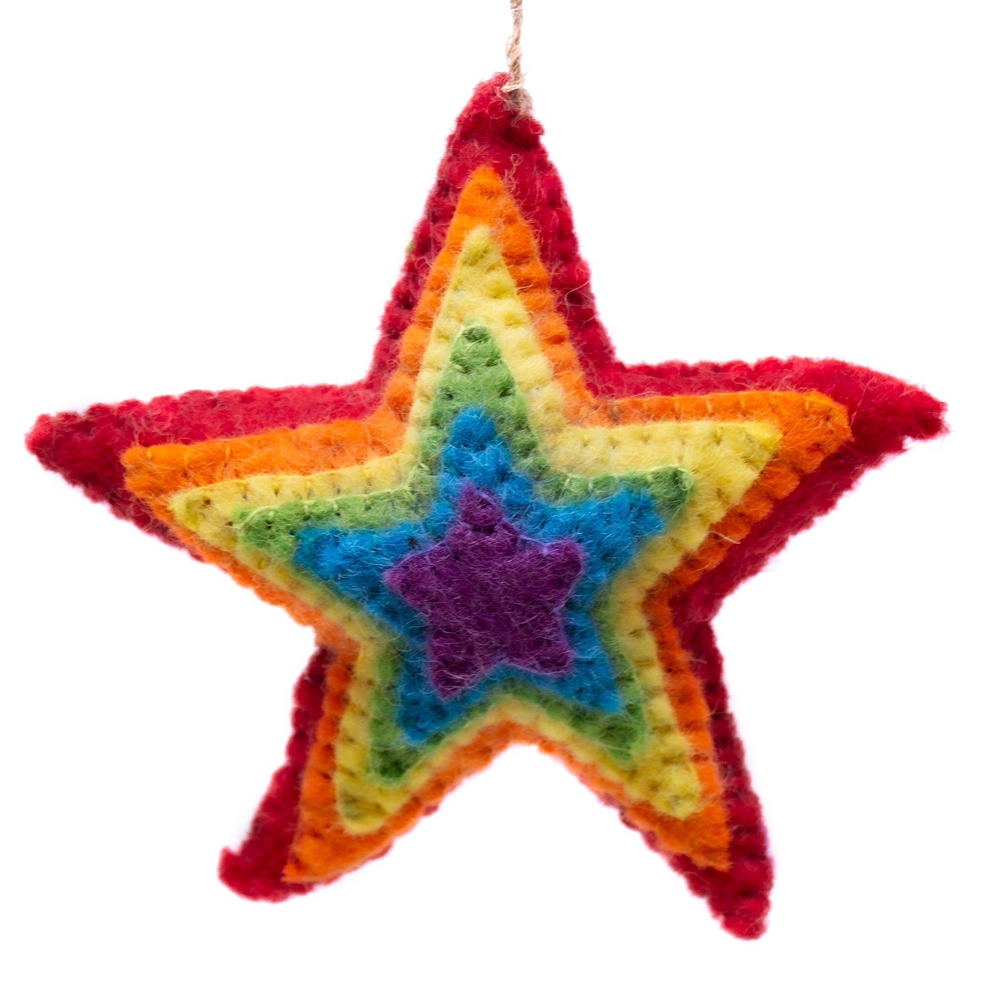 STAR Burst Rainbow Handmade Felt Ornament