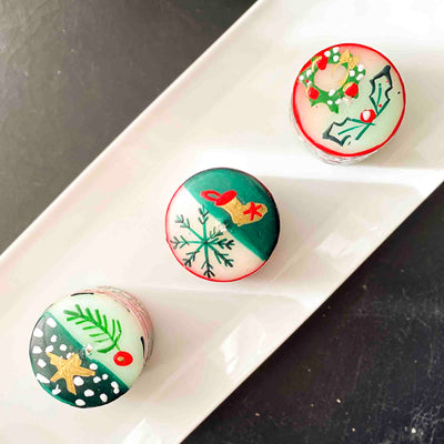 Christmas Hand-Painted Votive Candles, Boxed Set of 3 (Ukhisimusi Design)