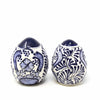 Encantada Handmade Pottery Set of Salt & Pepper Shakers, Blue Flower