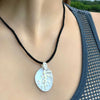 Silver Branch Charm over Mother-of-Pearl Pendant Necklace