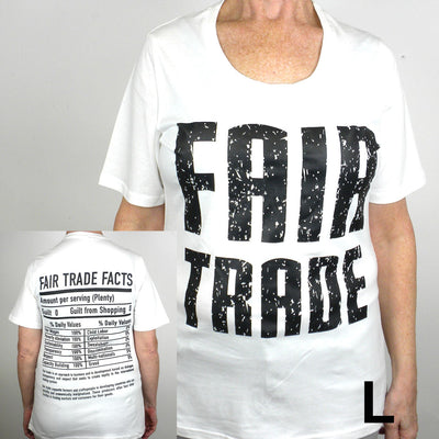 White Fitted Tee Shirt FT Front - FT Facts on Back - Small