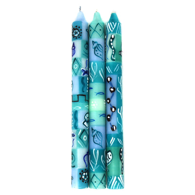 Hand-Painted Dinner Candles, Set of 3 (Samaki Design)